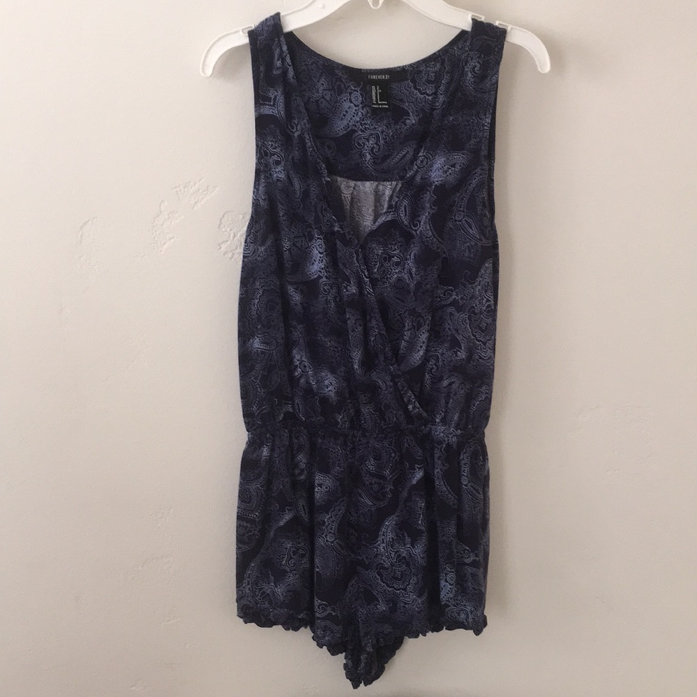 Blue paisley patterned romper